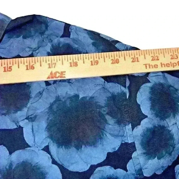Banana Republic Size XL Relaxed Fit 100% Cotton Blue Floral Shirt Boho Party - Picture 10 of 10